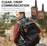 Midland- T51VP3 X-TALKER Spotting and Recovery Walkie-Talkie Long Range – FRS Two Way Radio for kids Caravanning with NOAA Weather Scan + Alert, 38 Privacy Codes – Black/Orange – 2 Pack