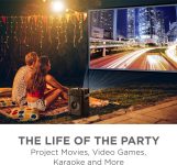 ION Portable Outdoor LED Projector with 30W Speakers, Bluetooth, Rechargeable Battery, Mic, USB and HDMI Connections