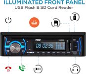 Pyle Marine Bluetooth Stereo Radio – 12v Single DIN Style Boat In dash Radio Receiver System with Built-in Mic, Digital LCD, RCA, MP3, USB, SD, AM FM Radio – Remote Control – PLMRB29B (Black)