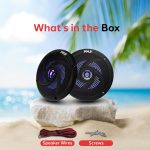 Pyle Marine Speakers – 5.25 Inch 2 Way Waterproof and Weather Resistant Outdoor Audio Stereo Sound System with LED Lights, 180 Watt Power and Low Profile Slim Style – 1 Pair – PLMRS53BL (Black)