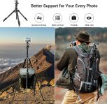SmallRig CT-10 Camera Tripod, 71″ Foldable Aluminum Tripod & Monopod, 360°Ball Head Detachable, Payload 33lb, Adjustable Height from 16″ to 71″ for Camera, Phone-3935