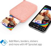 HP Sprocket Portable 2×3″ Instant Color Photo Printer (Blush) Print Pictures on Zink Sticky-Backed Paper from your iOS & Android Device.