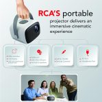 RCA RPJ264 Portable Home Theater Projector – Premium Quality – White Brightness – Projector Compatible with PC, TV Box, PS4- HDMI/USB/VGA- (Blue)
