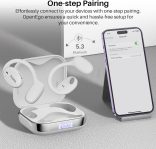 TOZO OpenEgo True Wireless Open Ear Headphone,5.3 Bluetooth Sport Earbuds with Earhooks for Long Time Playback with Digital Display, Dual Mic Clear Call Sweat-Proof for Running Workout White