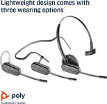 Plantronics – CS540 Wireless DECT Headset (Poly) – Single Ear (Mono) Convertible (3 wearing styles) – Connects to Desk Phone – Noise Canceling Microphone