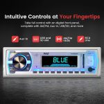 Pyle Marine Bluetooth Stereo Radio – 12v Single DIN Style Boat In dash Radio Receiver System with Built-in Mic, Digital LCD, RCA, MP3, USB, SD, AM FM Radio – Remote Control – PLMRB29W (White)