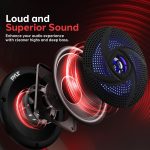 Pyle Marine Speakers – 5.25 Inch 2 Way Waterproof and Weather Resistant Outdoor Audio Stereo Sound System with LED Lights, 180 Watt Power and Low Profile Slim Style – 1 Pair – PLMRS53BL (Black)
