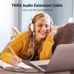 UGREEN Headphone Extension Cable 4 Pole TRRS 3.5mm Extension with Microphone Male to Female Stereo Audio Cable Gold Plated Nylon Braided Compatible with iPhone iPad Smartphones Media Players, 3.3FT