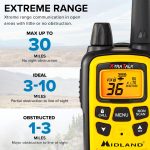 Midland 36 Channel FRS Two-Way Radio – Long Range Walkie Talkie, 121 Privacy Codes, NOAA Weather Scan + Alert (Yellow/Black, 3-Pack)