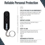 SABRE Personal Alarm With Key Ring, 120dB Alarm, Audible Up To 1,280 Feet (390 Meters), Simple Operation, Reusable, Black