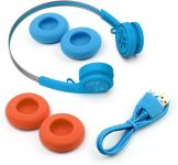 JLab Rewind Wireless Retro Headphones, Bluetooth 4.2, 12 Hours Playtime, Custom EQ3 Sound, Music Controls, Noise Isolation, with Microphone, Throwback 80s 90s Design, Blue