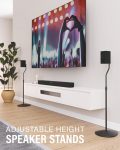 Sanus Adjustable Height Speaker Stand – Extends 28″ to 38″ – Holds Satellite & Small Bookshelf Speakers (i.e. Bose, Harmon Kardon, Polk, JBL, KEF, Klipsch, Sony and Others) – Set of 2 – Model HTBS