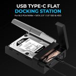 SABRENT USB Type-C Lay Flat Docking Station for M.2 PCIe NVMe + SATA 2.5′”/3.5″ SSD & HDD with Offline Clone Function [DS-UFNC]