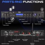 Pyle 5 Channel Rack Mount Bluetooth Receiver, Home Theater Amp, Speaker Amplifier, Bluetooth Wireless Streaming, MP3/USB/SD/AUX/FM Radio, 200 Watt, with Digital ID3 LCD Display – PDA7BU, Black