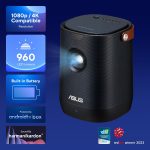 ASUS ZenBeam L2 Smart Portable LED Projector – 960 LED Lumens, 1080P, Chromecast, 10W Bluetooth Speaker, Built-in battery, 3.5 hour Video Playback, Wireless Projection, ASUS Light Wall, Android TV Box