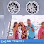 Pyle 6.5 Inch Dual Marine Speakers – 2 Way Waterproof and Weather Resistant Outdoor Audio Stereo Sound System with 200 Watt Power, Poly Carbon Cone and Butyl Rubber Surround – 1 Pair – PLMR62 (White)