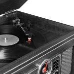Victrola Nostalgic 6-in-1 Bluetooth Record Player & Multimedia Center with Built-in Speakers – 3-Speed Turntable, CD & Cassette Player, AM/FM Radio | Wireless Music Streaming | Grey | wood