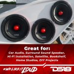 DS18 PRO-X6.4BM Loudspeaker – 6.5″, Midrange, Red Aluminum Bullet, 500W Max, 250W RMS, 4 Ohms – Premium Quality Audio Door Speakers for Car or Truck Stereo Sound System (1 Speaker)