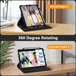 Fintie Rotating Case for iPad 10th Generation 10.9 Inch Tablet (2022 Model) with Pencil Holder – 360 Degree Rotating Protective Stand Cover with Auto Sleep/Wake, Black