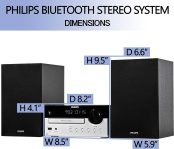 PHILIPS Bluetooth Stereo System for Home with CD Player, MP3, USB, Audio in, FM Radio, Bass Reflex Speaker, 60W, Remote Control Included