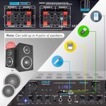 Pyle 500W Karaoke Wireless Bluetooth Amplifier – 4 Channel Stereo Audio Receiver with AUX IN, FM Radio, RCA Subwoofer Speaker OUT, USB, Microphone IN with Echo, 500W Peak Power into 4-8 OHMS – PTA44BT