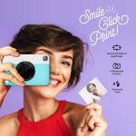 KODAK Printomatic Digital Instant Print Camera – Full Color Prints On ZINK 2×3″ Sticky-Backed Photo Paper (Blue) Print Memories Instantly
