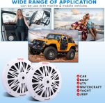 Pyle 6.5 Inch Dual Marine Speakers – 2 Way Waterproof and Weather Resistant Outdoor Audio Stereo Sound System with 200 Watt Power, Poly Carbon Cone and Butyl Rubber Surround – 1 Pair – PLMR62 (White)
