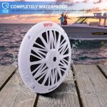 Pyle 6.5 Inch Dual Marine Speakers – 2 Way Waterproof and Weather Resistant Outdoor Audio Stereo Sound System with 200 Watt Power, Poly Carbon Cone and Butyl Rubber Surround – 1 Pair – PLMR62 (White)