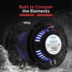 Pyle Marine Speakers – 5.25 Inch 2 Way Waterproof and Weather Resistant Outdoor Audio Stereo Sound System with LED Lights, 180 Watt Power and Low Profile Slim Style – 1 Pair – PLMRS53BL (Black)