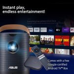 ASUS ZenBeam L2 Smart Portable LED Projector – 960 LED Lumens, 1080P, Chromecast, 10W Bluetooth Speaker, Built-in battery, 3.5 hour Video Playback, Wireless Projection, ASUS Light Wall, Android TV Box