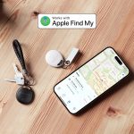 Key Finder Luggage Tracker Works with Apple Find My [Certified, iOS ONLY] A1rTag Alternative, Waterproof, Bluetooth,Lost Mode/Long Battery Life Locate Keys/Handbags/Suitcase/Pets HoloTag (2PACK Black)