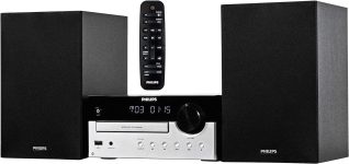 PHILIPS Bluetooth Stereo System for Home with CD Player, MP3, USB, Audio in, FM Radio, Bass Reflex Speaker, 60W, Remote Control Included