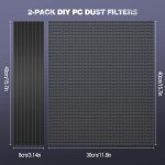 MoKo 400x300mm DIY PC Case Dust Mesh Filter, [2 Pack] PVC Dustproof Magnetic Dust Filter Cover, PC Mesh Grill with Magnetic Frame Strip Computer Cooler Fan Dust Filter for Computer PC Case, Black